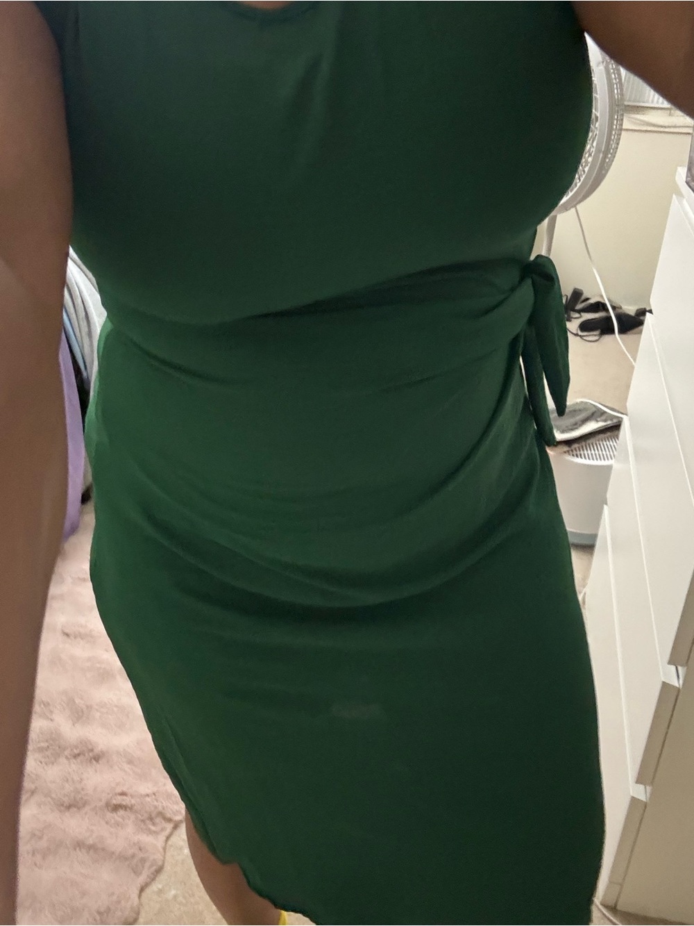 Classic Green Tie-Waist Sheath Dress - Women's